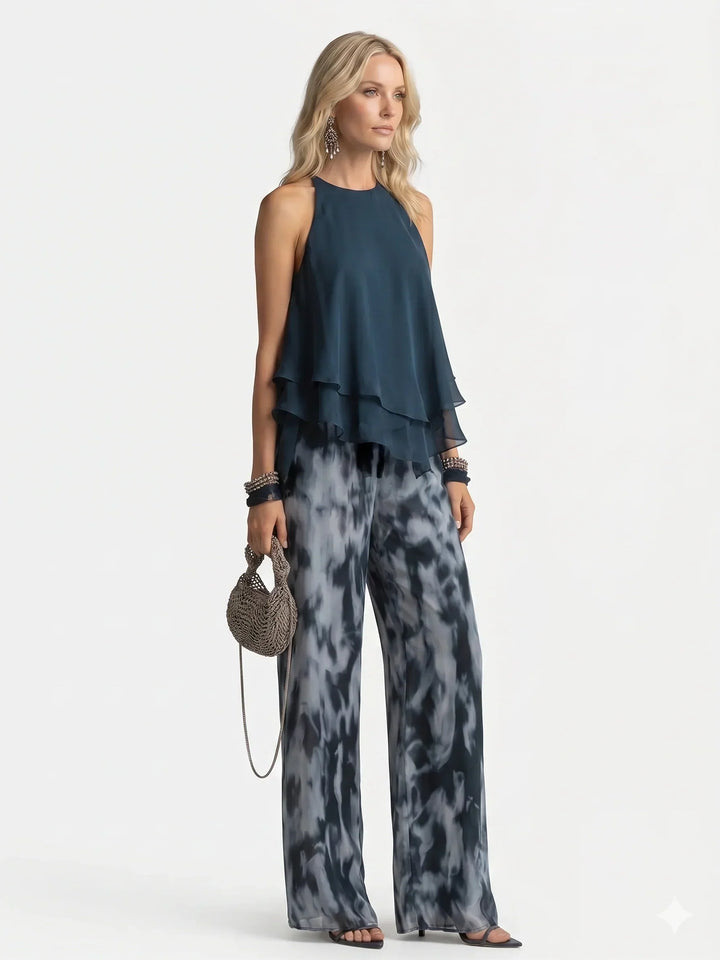 Set elegante in chiffon a due pezzi