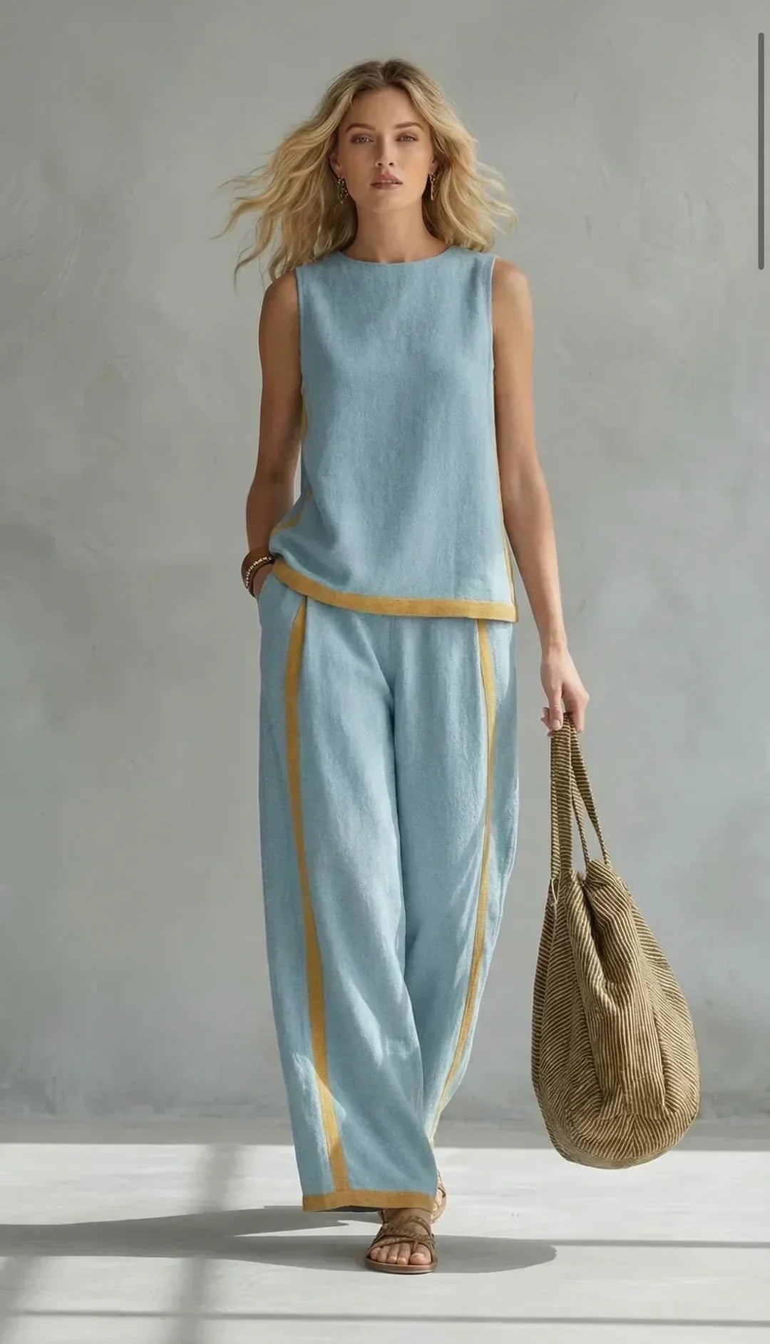Ursula - Set Elegante e Casual di Gilet e Pantaloni con Finiture Bicolore