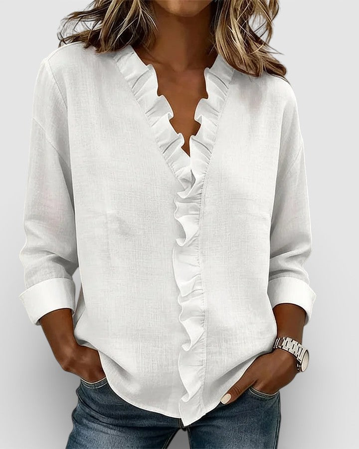 Inés™ | Blusa con volant e scollo a V