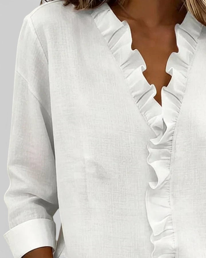 Inés™ | Blusa con volant e scollo a V
