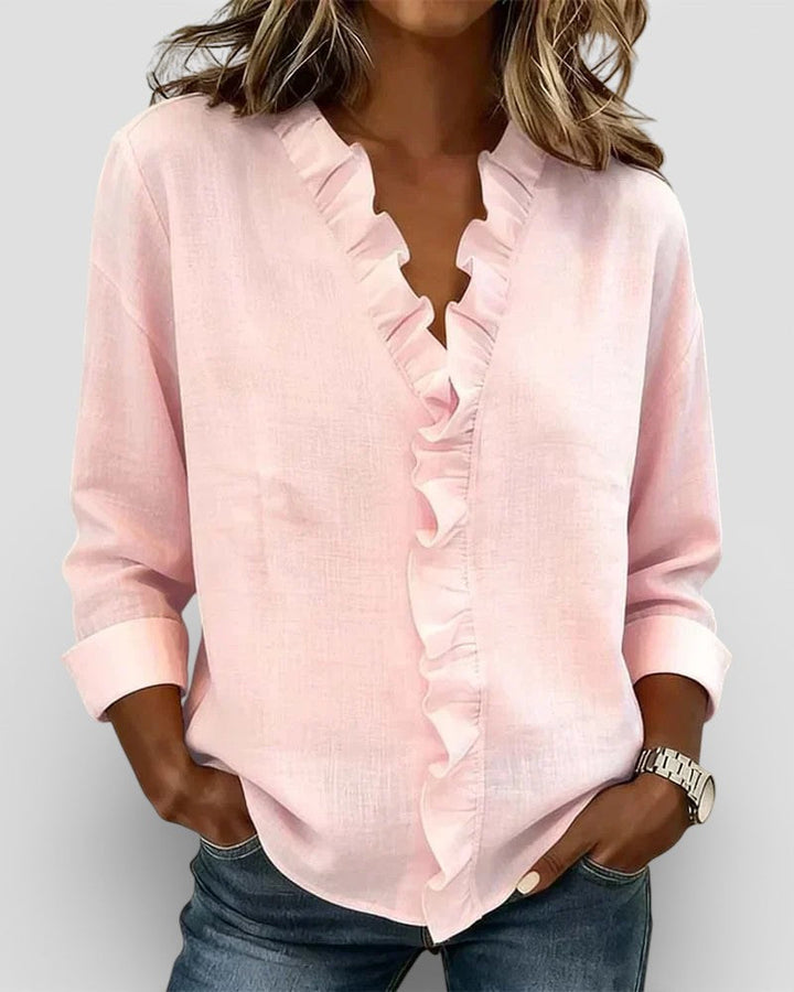 Inés™ | Blusa con volant e scollo a V