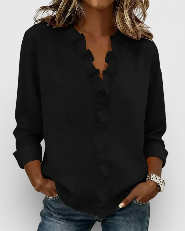 Inés™ | Blusa con volant e scollo a V