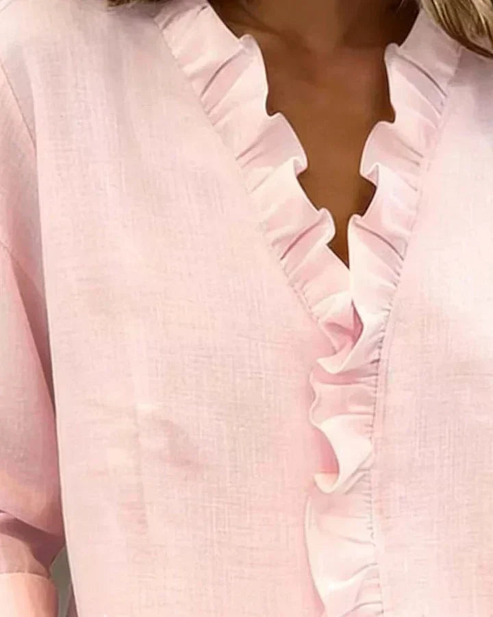 Inés™ | Blusa con volant e scollo a V