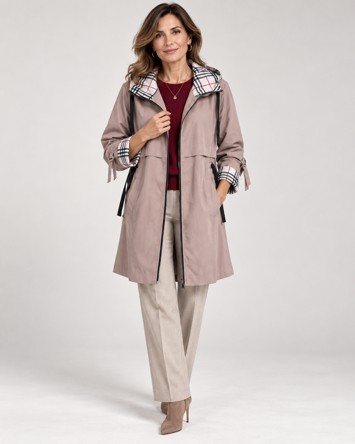 Assuntina™ | Giacca lunga con cappuccio e vita regolabile