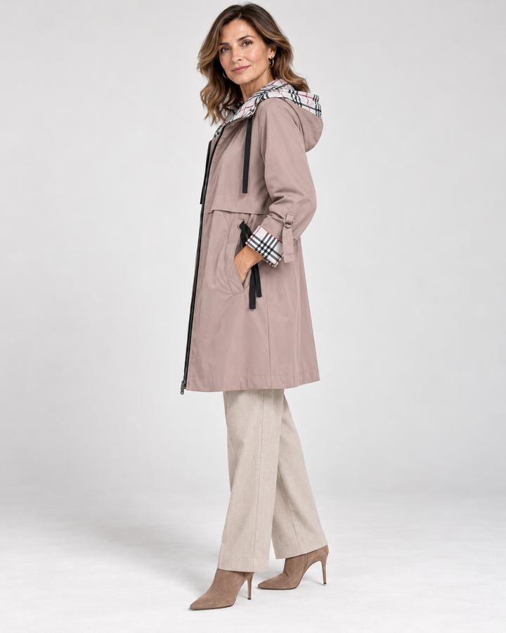 Assuntina™ | Giacca lunga con cappuccio e vita regolabile