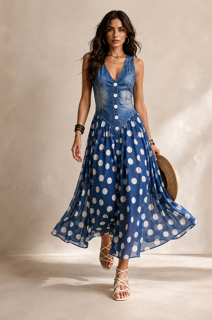 Bianca | Abito Midi in Chiffon a Pois