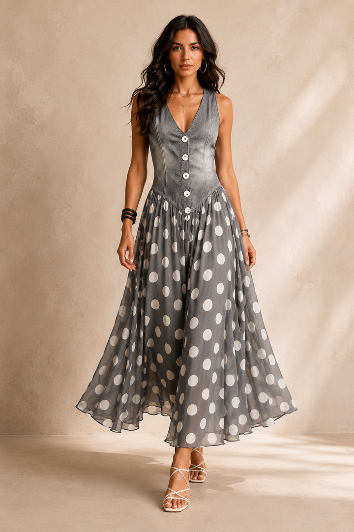 Bianca | Abito Midi in Chiffon a Pois