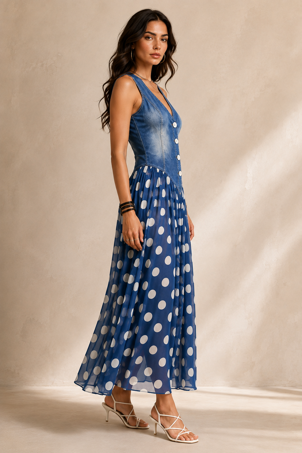 Bianca | Abito Midi in Chiffon a Pois