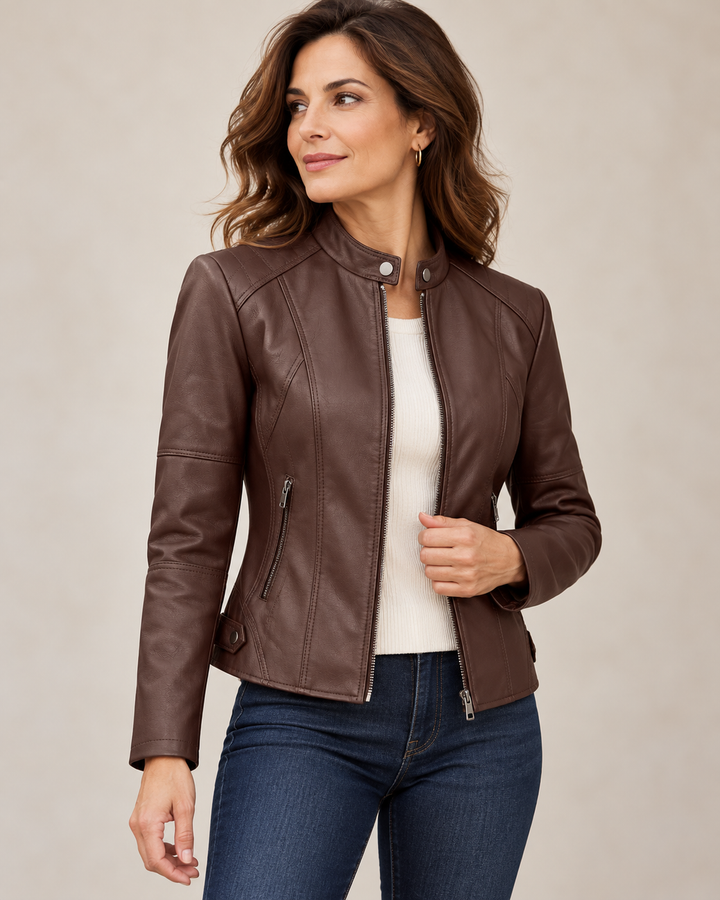 Eleonora™ | Giacca in similpelle con zip e collo alto