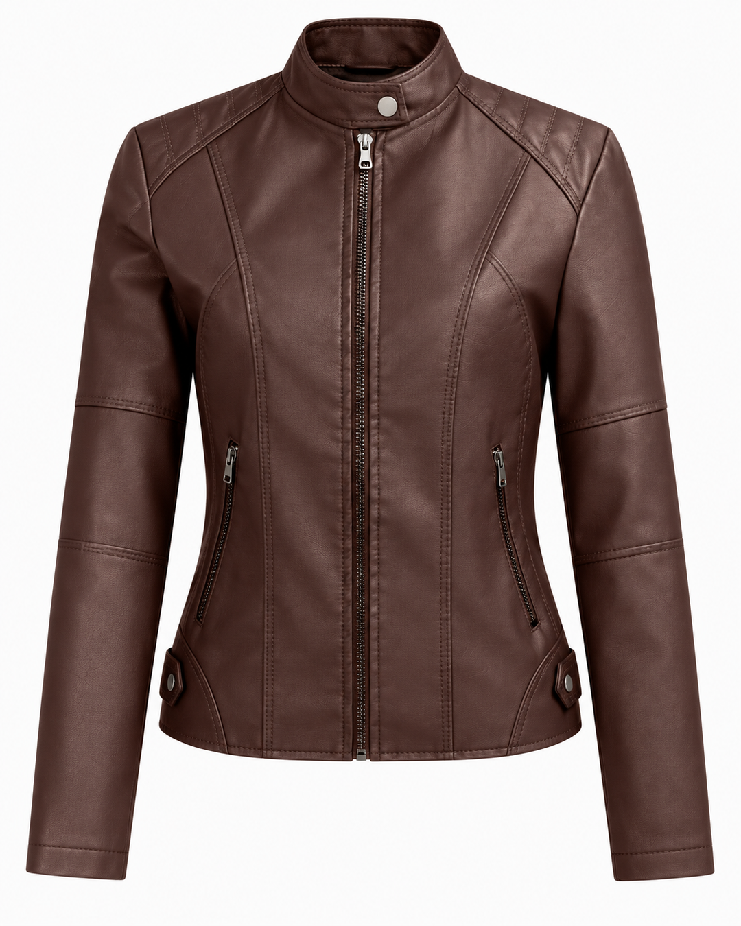 Eleonora™ | Giacca in similpelle con zip e collo alto
