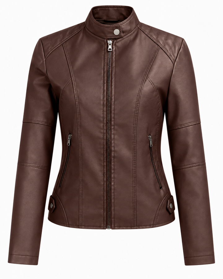 Eleonora™ | Giacca in similpelle con zip e collo alto