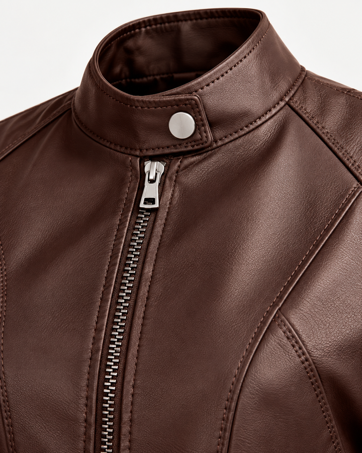 Eleonora™ | Giacca in similpelle con zip e collo alto