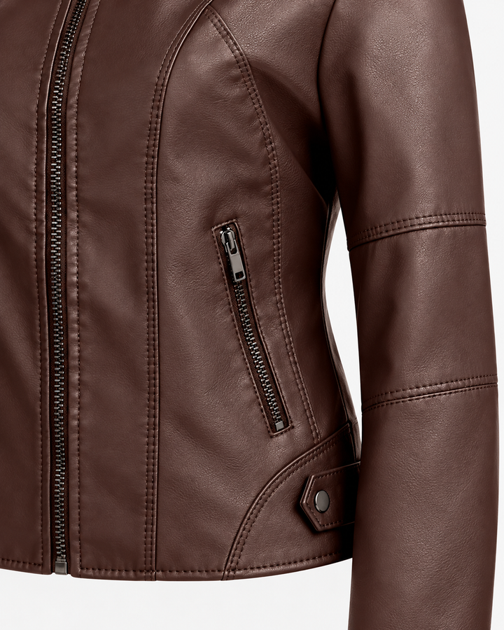 Eleonora™ | Giacca in similpelle con zip e collo alto
