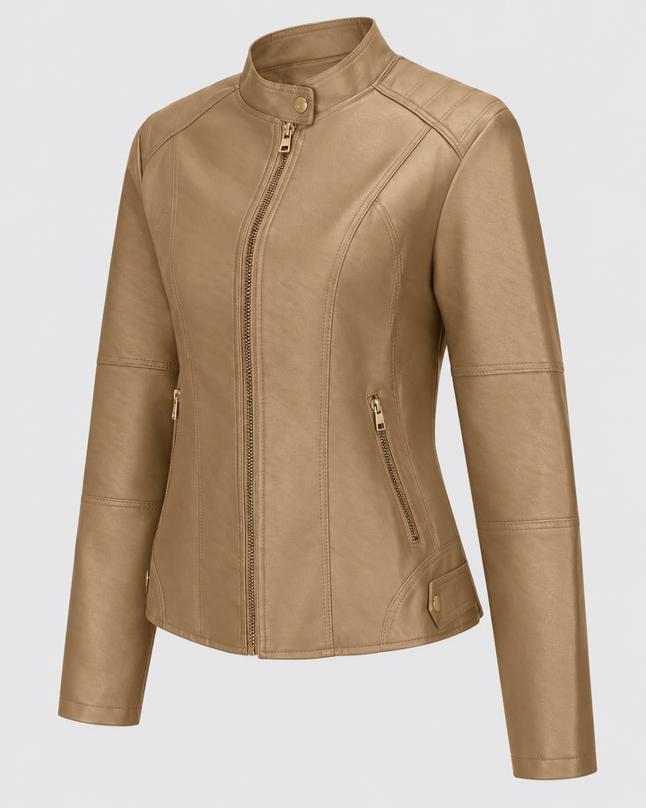 Eleonora™ | Giacca in similpelle con zip e collo alto
