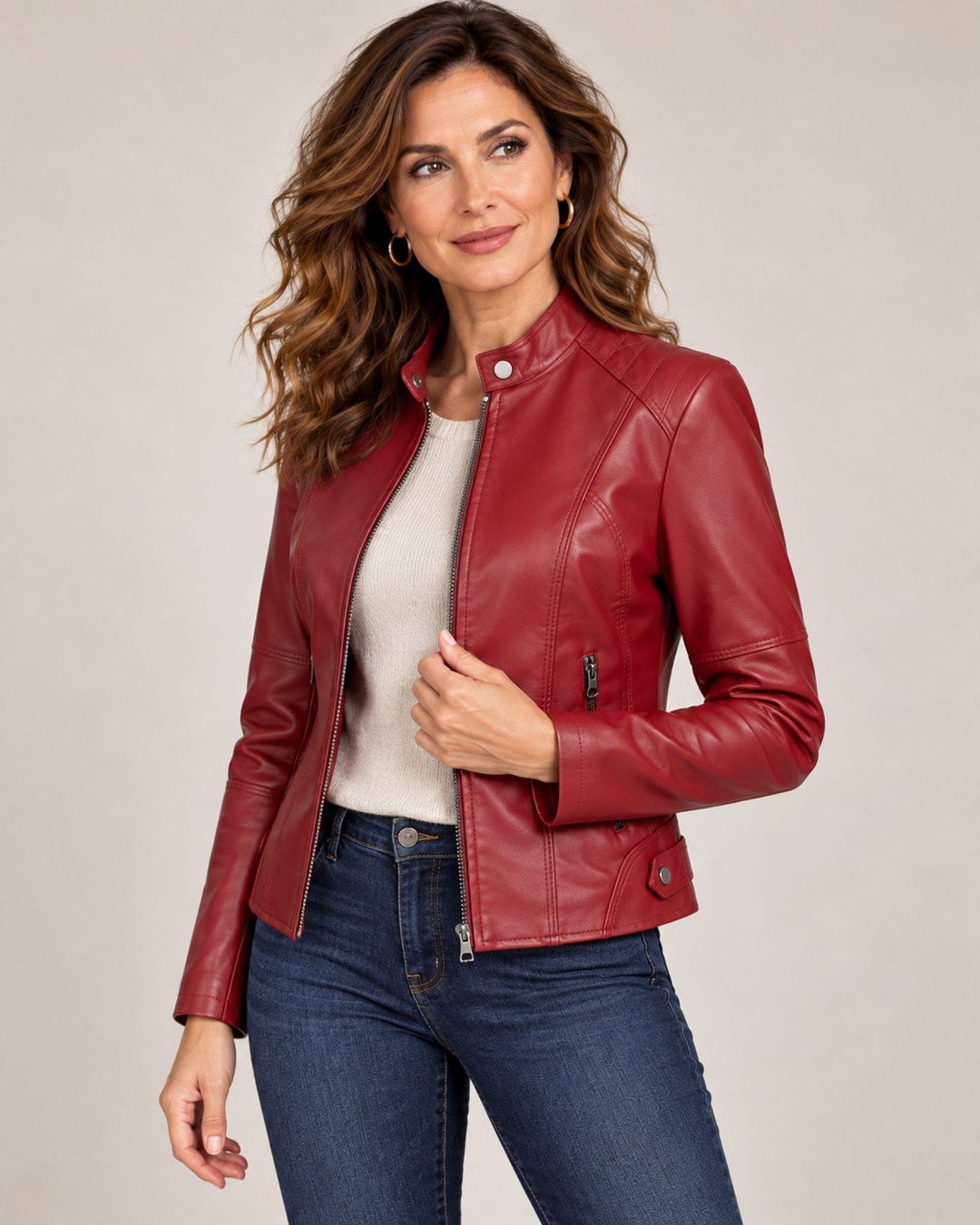 Eleonora™ | Giacca in similpelle con zip e collo alto