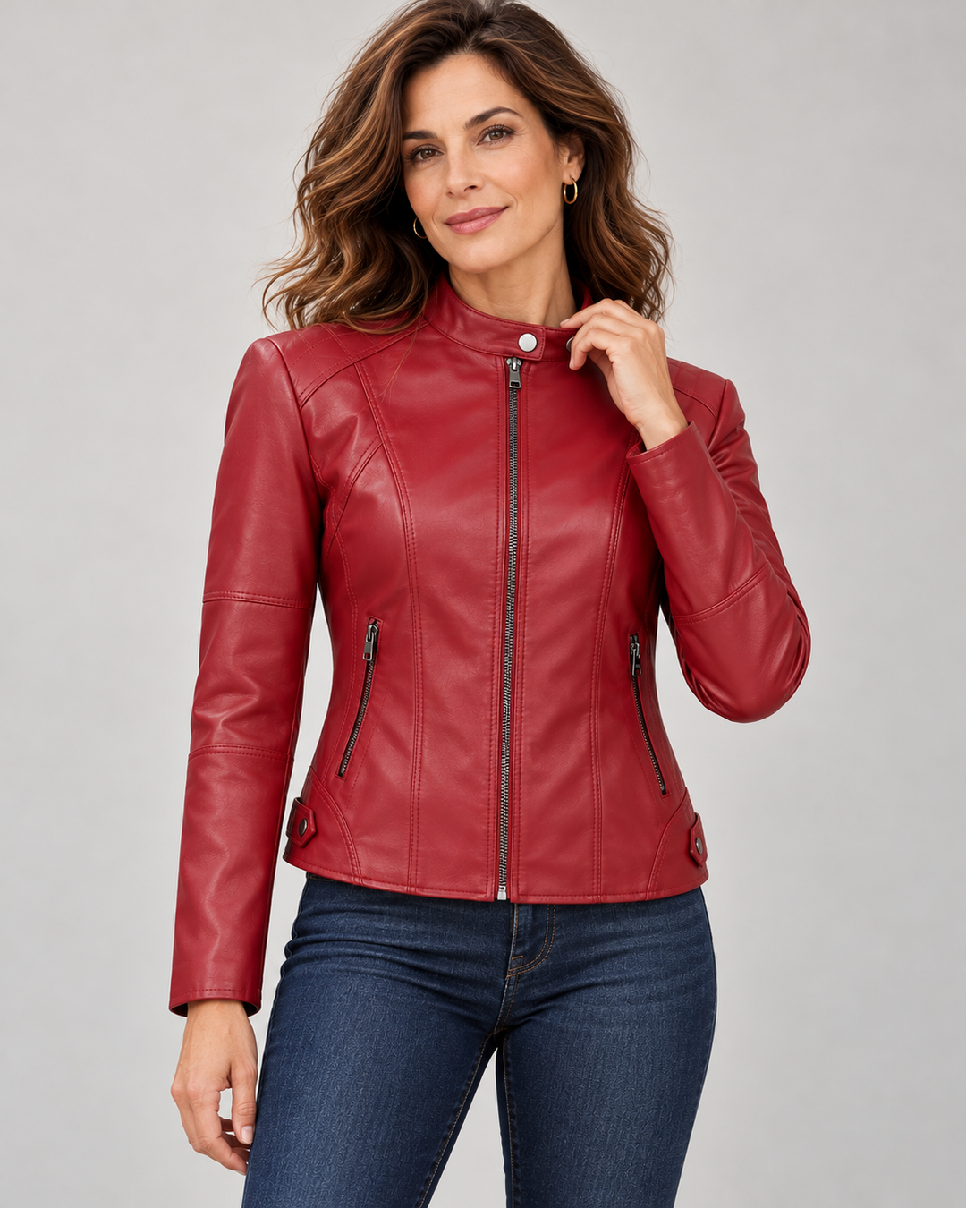 Eleonora™ | Giacca in similpelle con zip e collo alto
