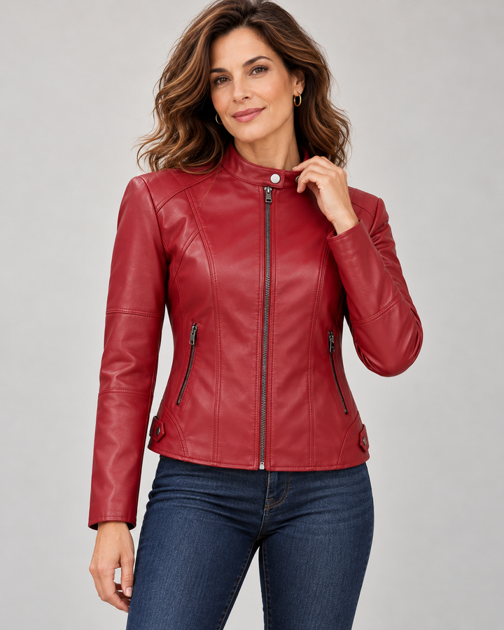 Eleonora™ | Giacca in similpelle con zip e collo alto