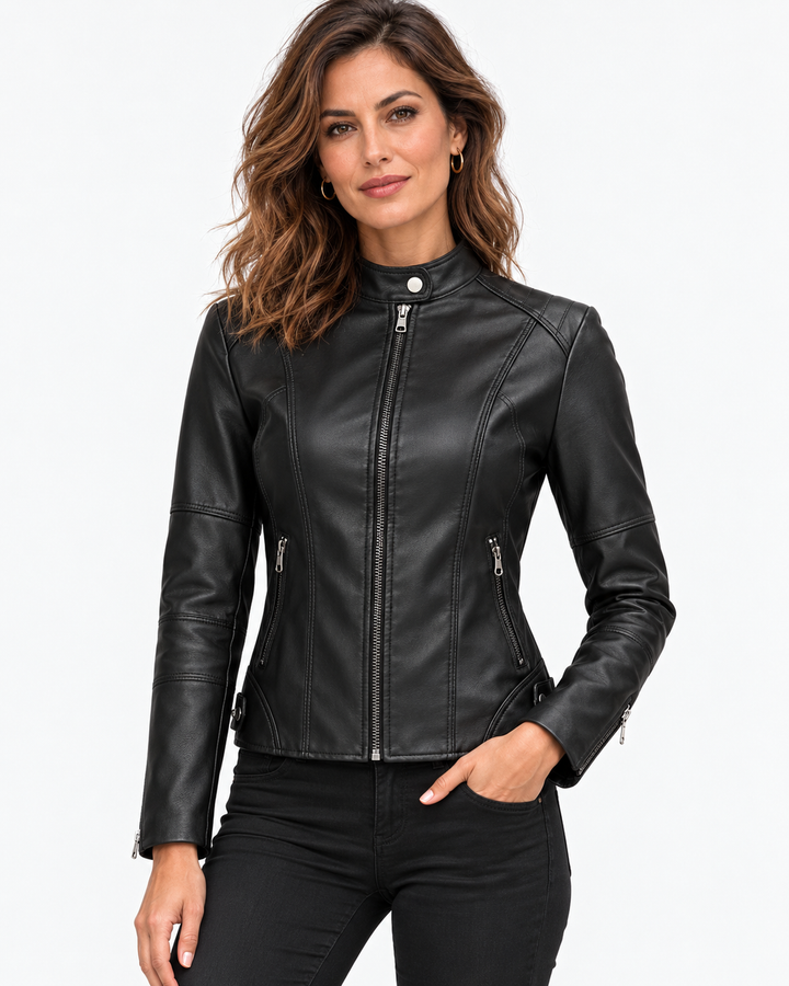 Eleonora™ | Giacca in similpelle con zip e collo alto