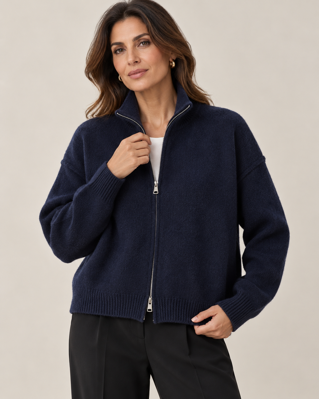 Elvira™ | Cardigan con zip e collo alto (Taglia unica)