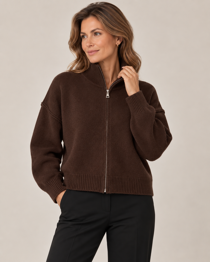 Elvira™ | Cardigan con zip e collo alto (Taglia unica)