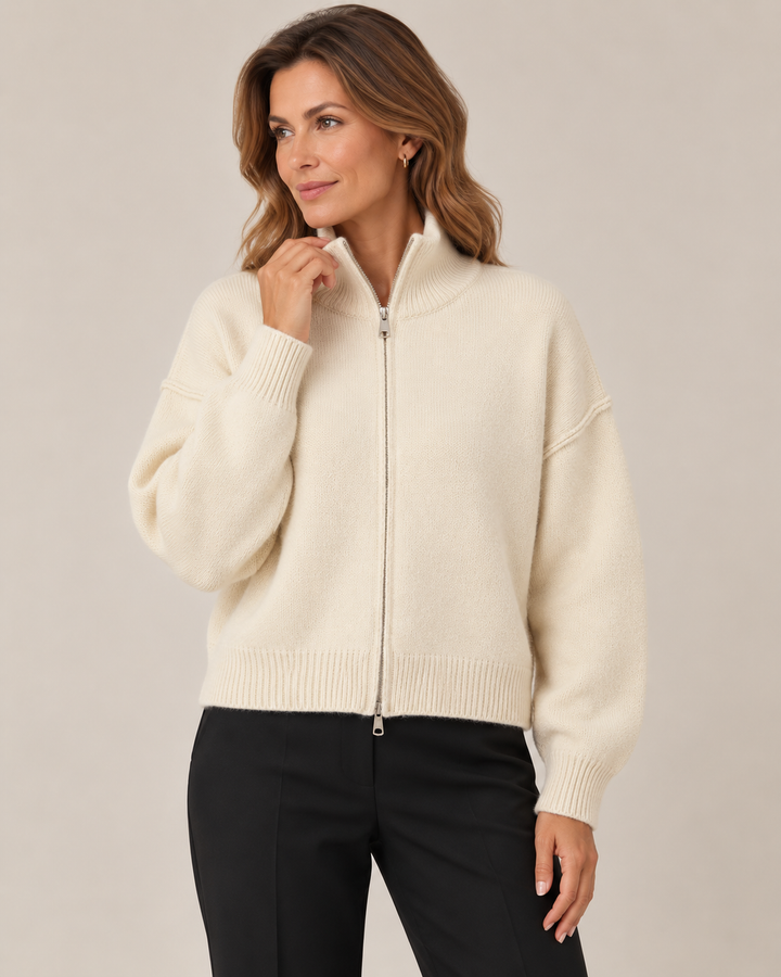 Elvira™ | Cardigan con zip e collo alto (Taglia unica)