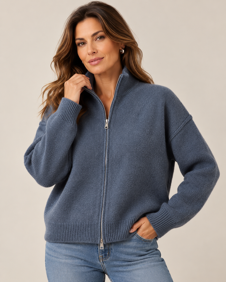 Elvira™ | Cardigan con zip e collo alto (Taglia unica)