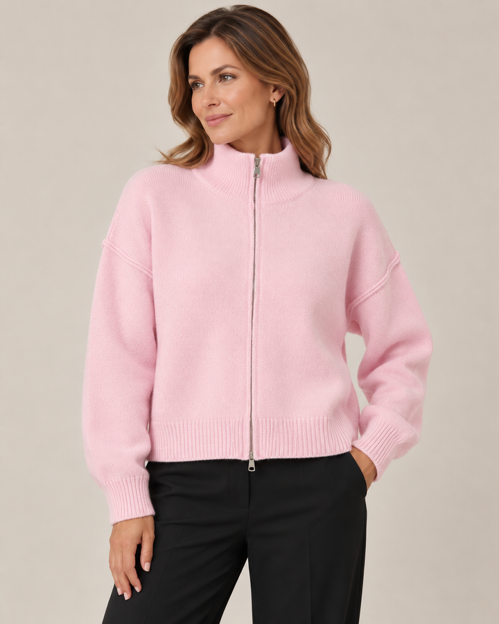 Elvira™ | Cardigan con zip e collo alto (Taglia unica)