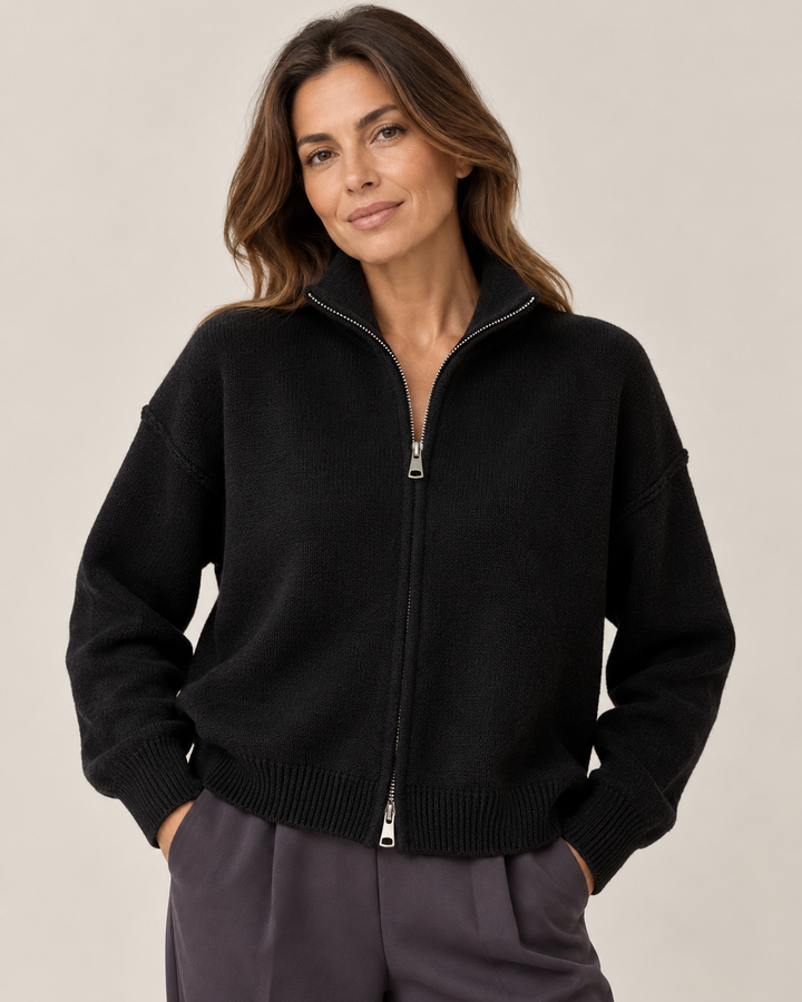 Elvira™ | Cardigan con zip e collo alto (Taglia unica)