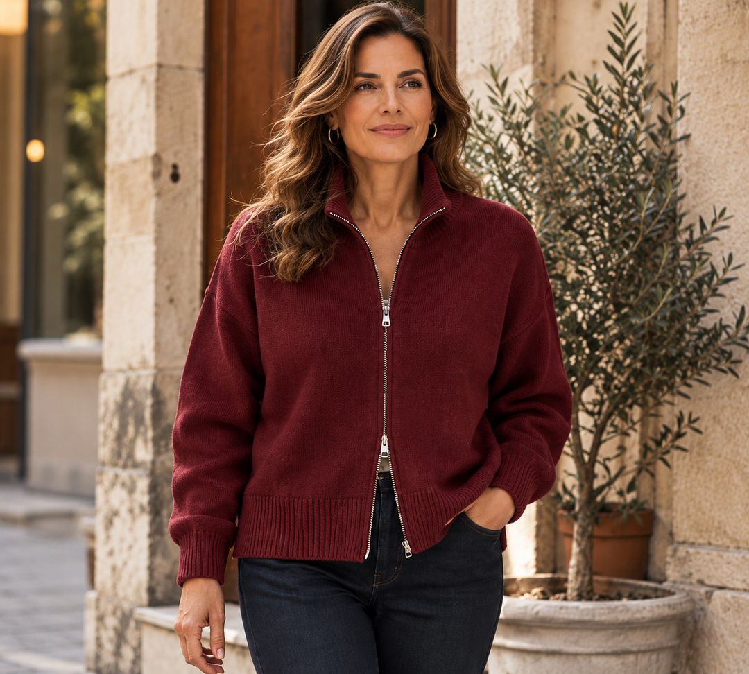 Elvira™ | Cardigan con zip e collo alto (Taglia unica)