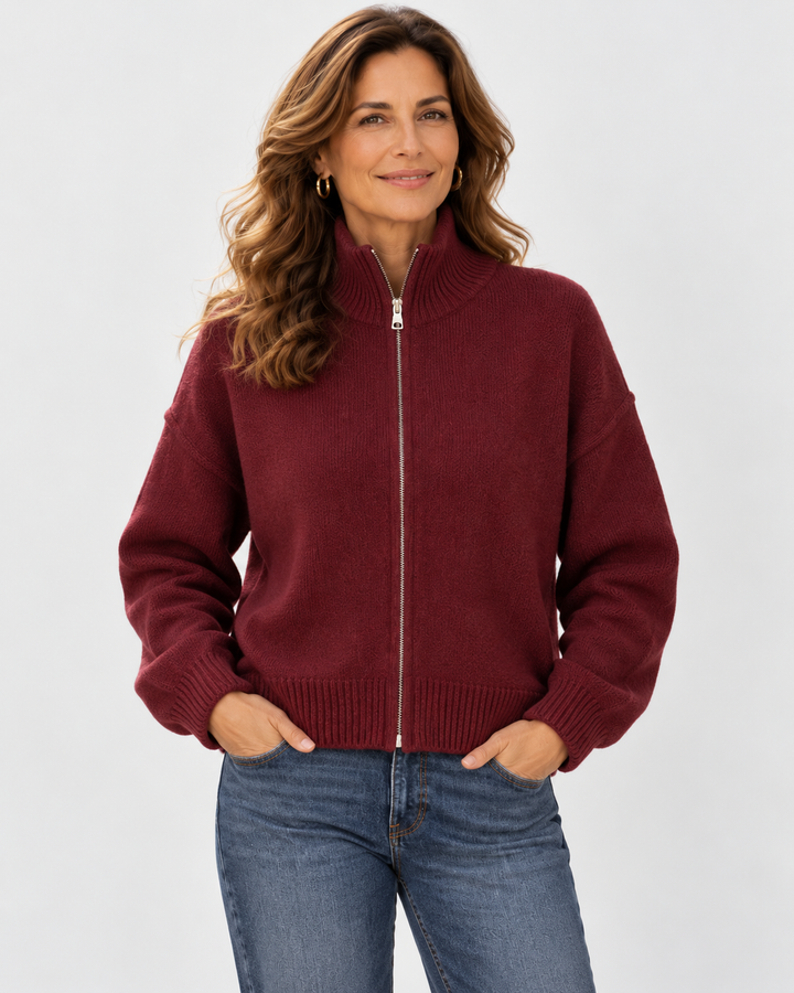 Elvira™ | Cardigan con zip e collo alto (Taglia unica)