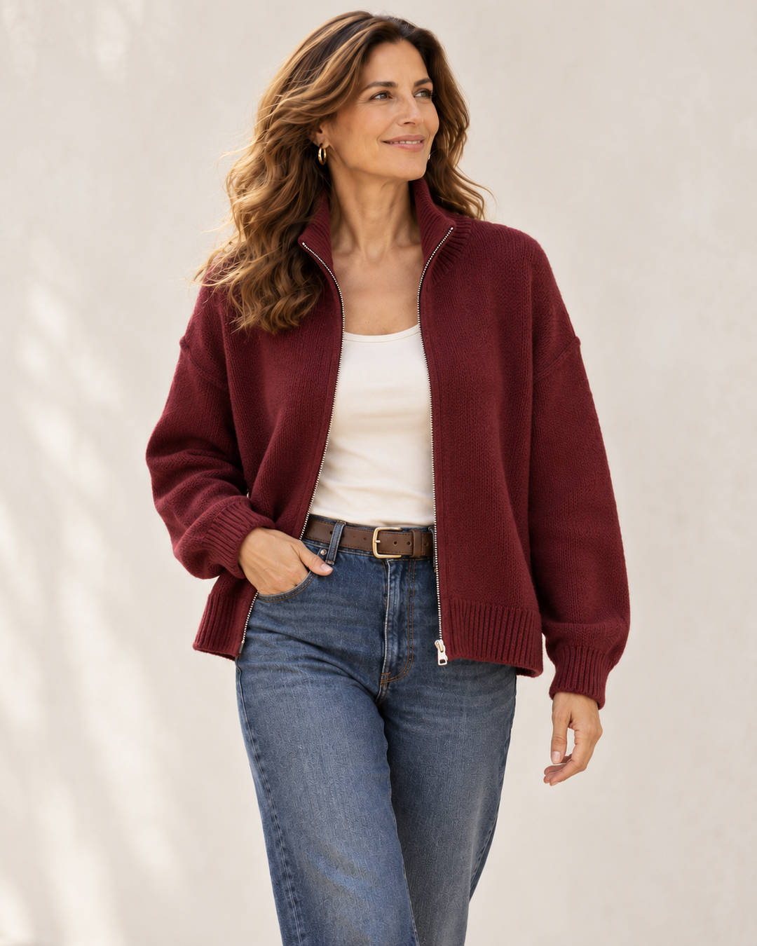 Elvira™ | Cardigan con zip e collo alto (Taglia unica)