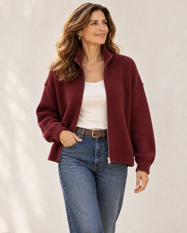 Elvira™ | Cardigan con zip e collo alto (Taglia unica)