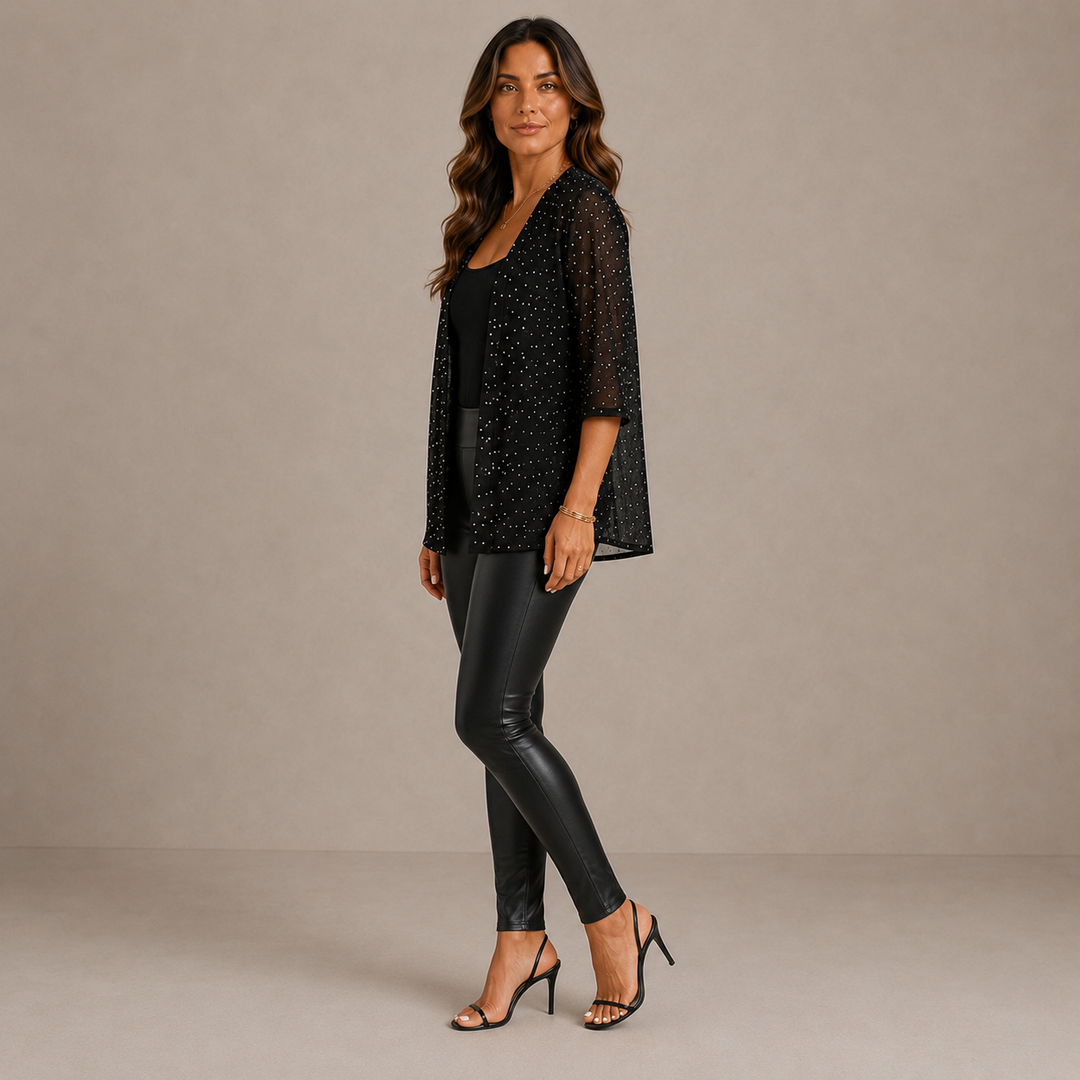 Giacca in rete trasparente con strass
