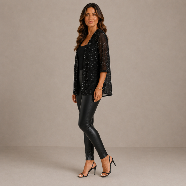 Giacca in rete trasparente con strass