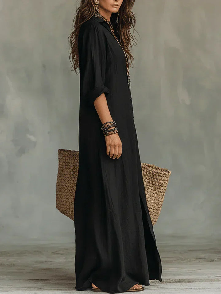 Celina | Abito Maxi Ampio con Bottoni