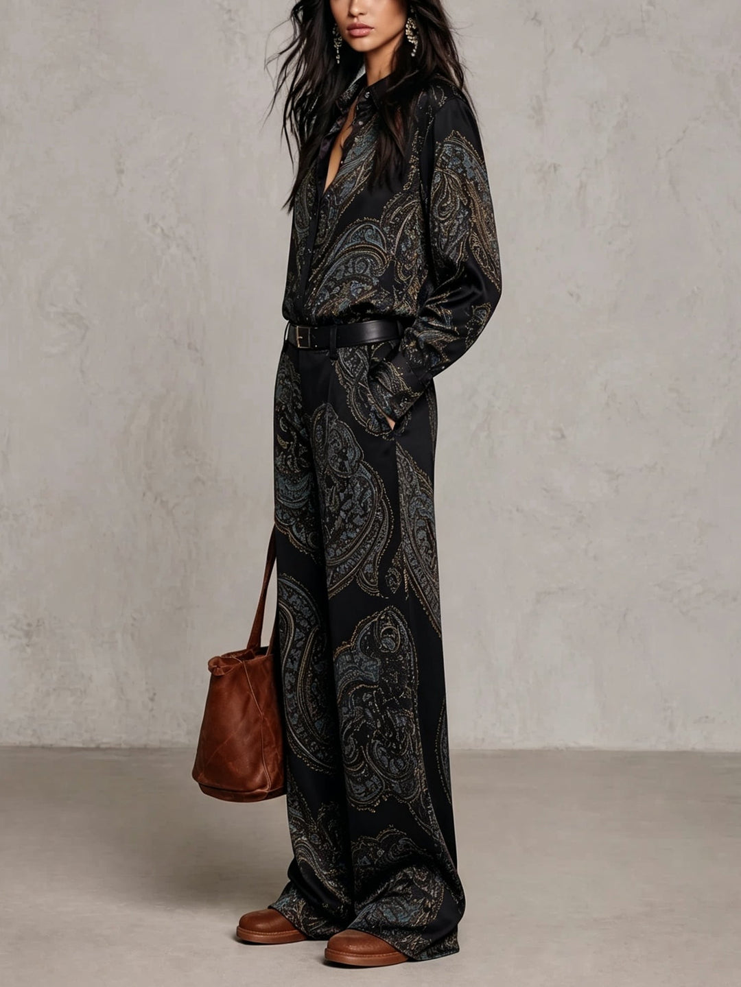 Completo Satin Paisley Borgogna