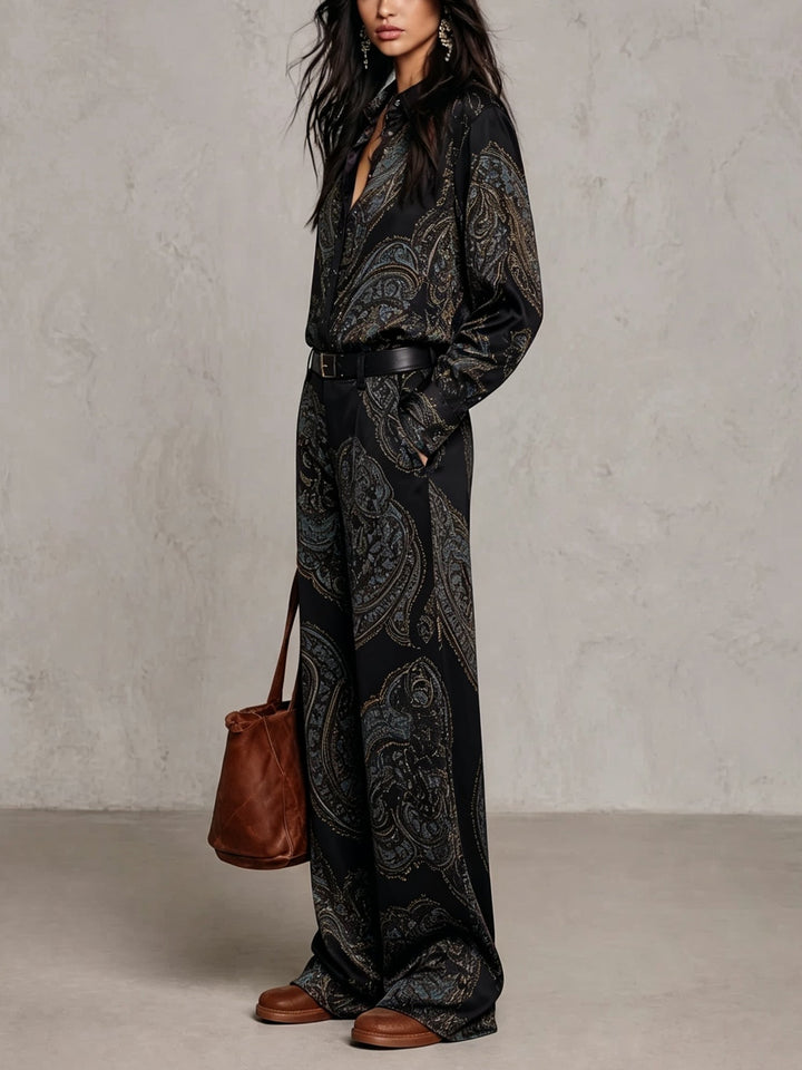 Completo Satin Paisley Borgogna