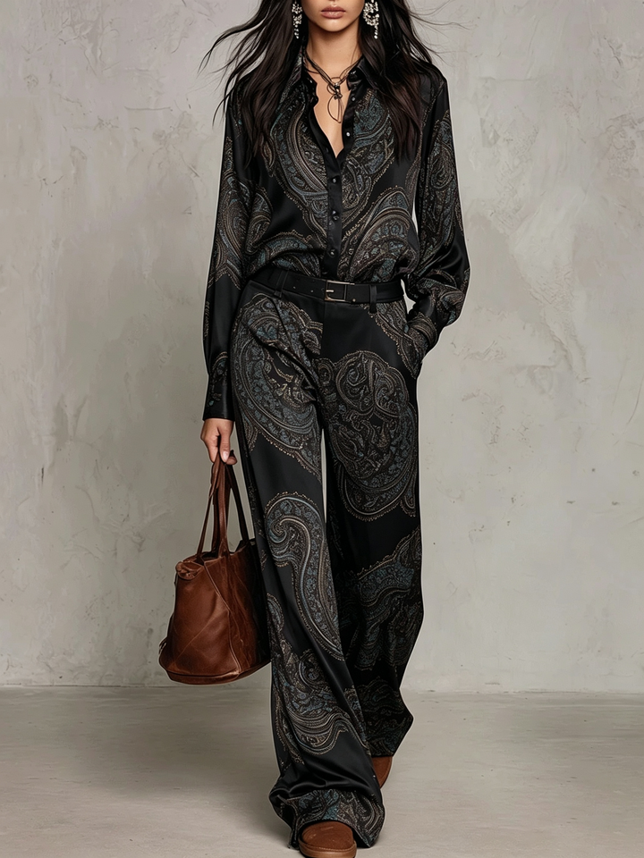 Completo Satin Paisley Borgogna