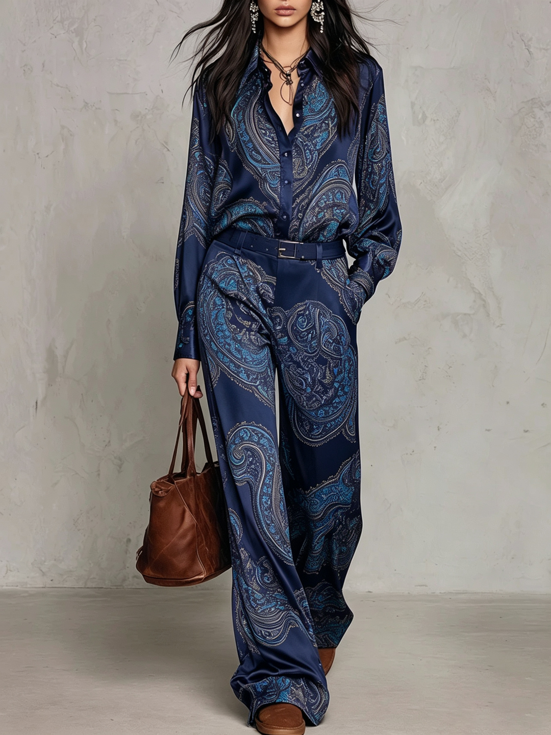 Completo Satin Paisley Borgogna