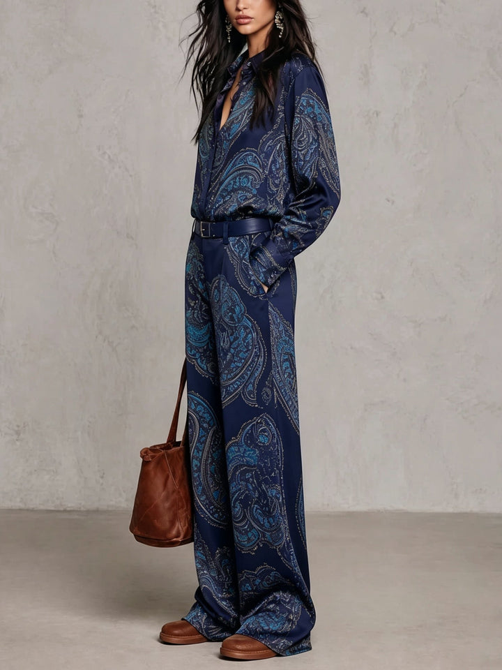 Completo Satin Paisley Borgogna