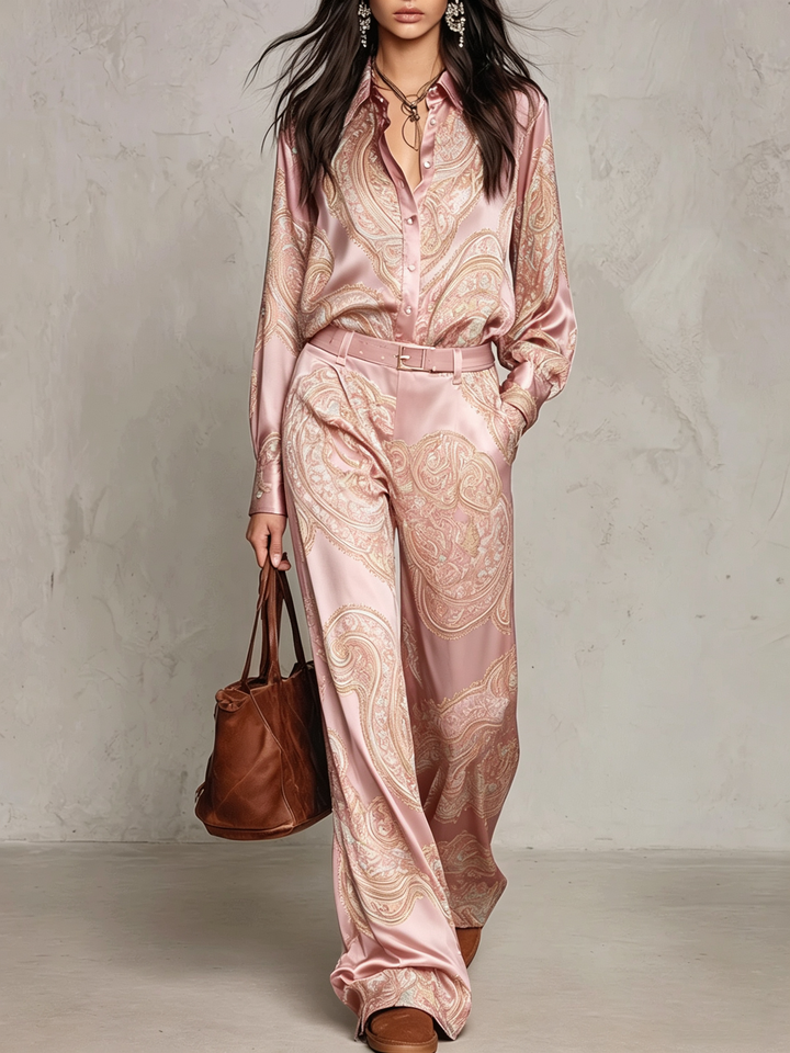 Completo Satin Paisley Borgogna