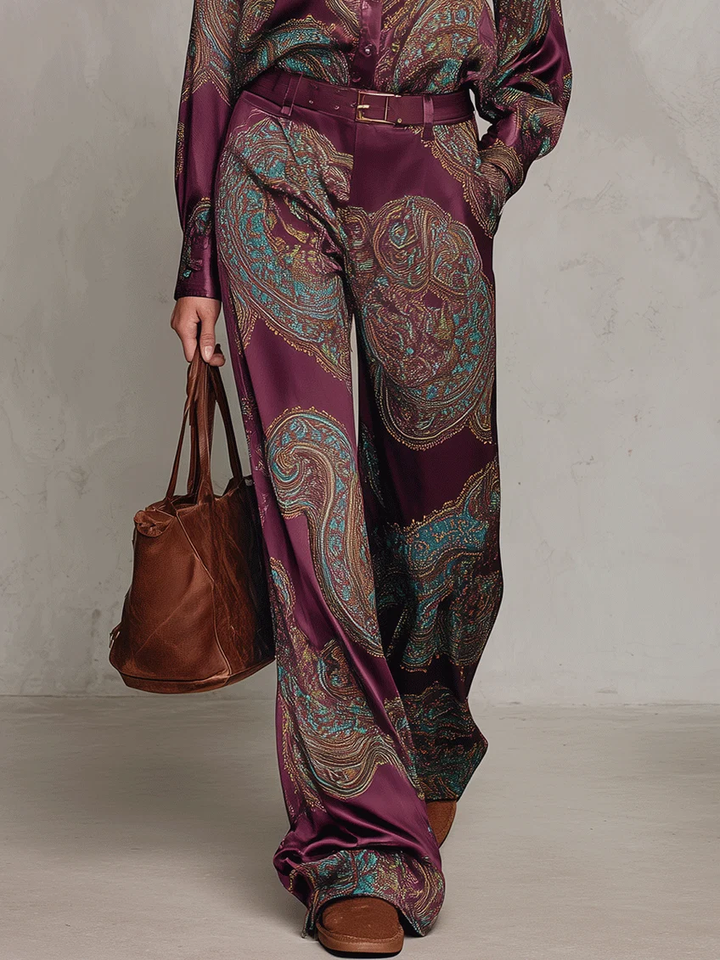 Completo Satin Paisley Borgogna