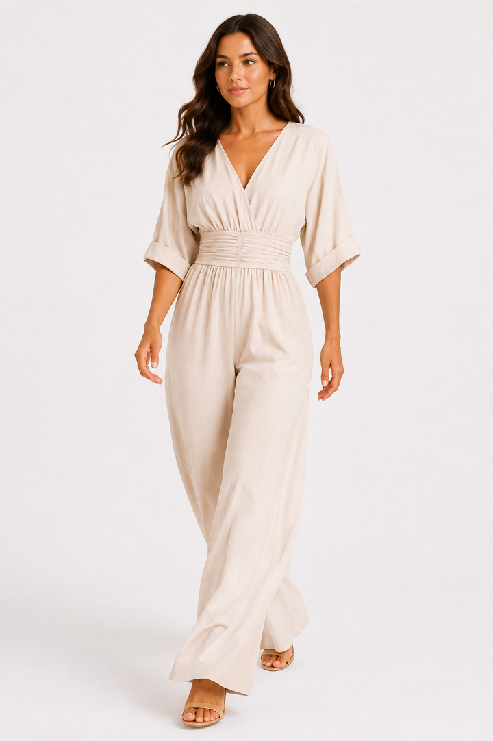 Daniela | Abito elegante con scollo a V e gonna ampia