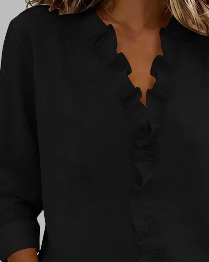 Inés™ | Blusa con volant e scollo a V
