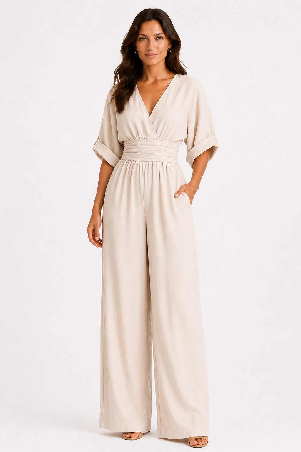 Daniela | Abito elegante con scollo a V e gonna ampia