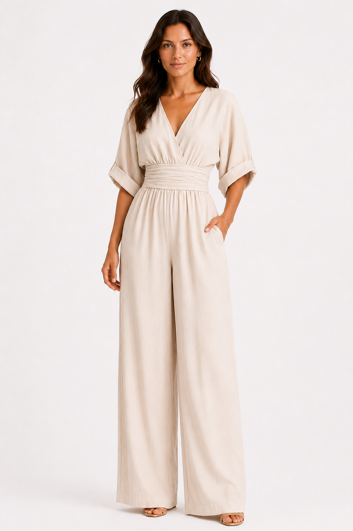 Daniela | Abito elegante con scollo a V e gonna ampia