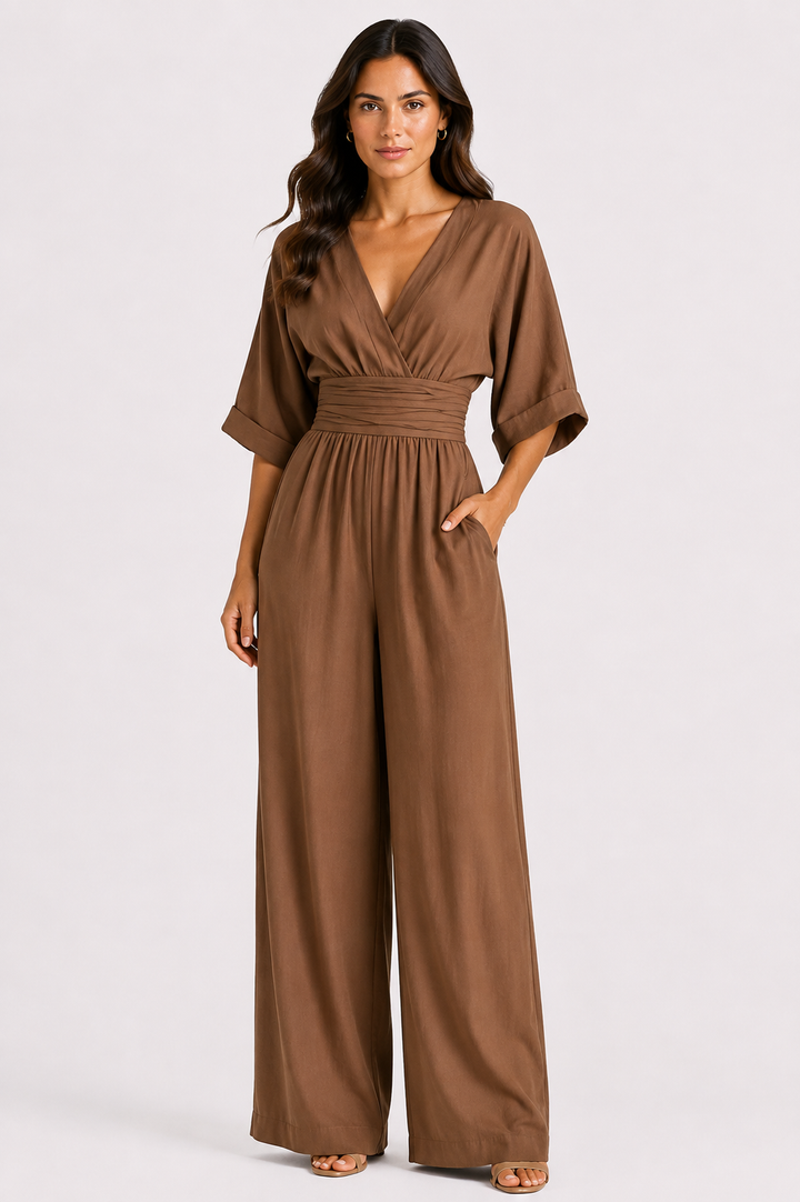 Daniela | Abito elegante con scollo a V e gonna ampia