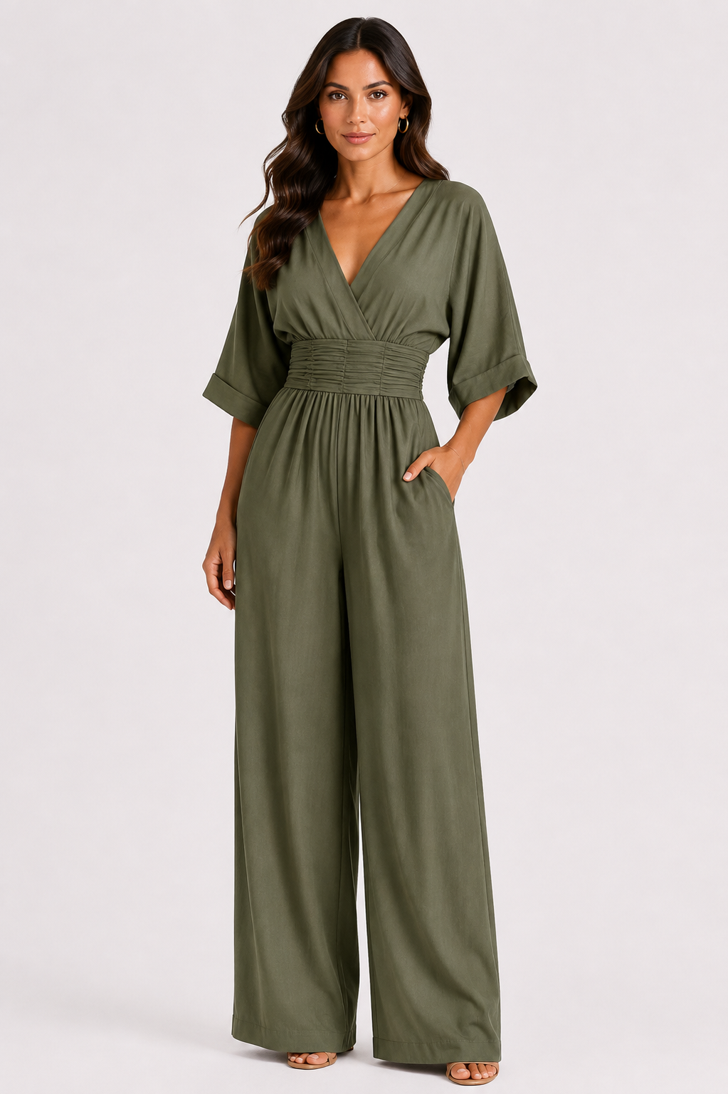 Daniela | Abito elegante con scollo a V e gonna ampia