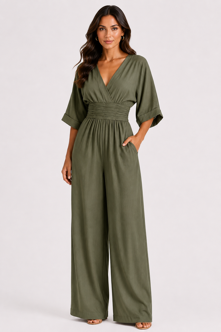 Daniela | Abito elegante con scollo a V e gonna ampia
