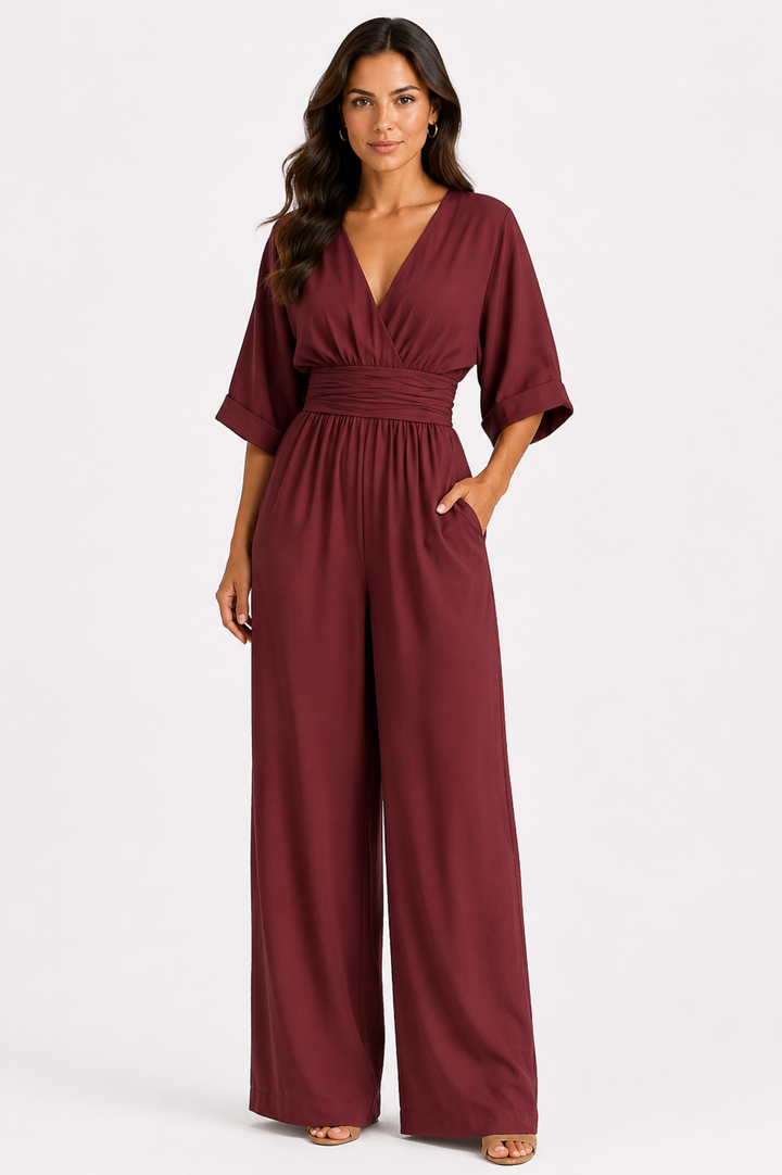 Daniela | Abito elegante con scollo a V e gonna ampia